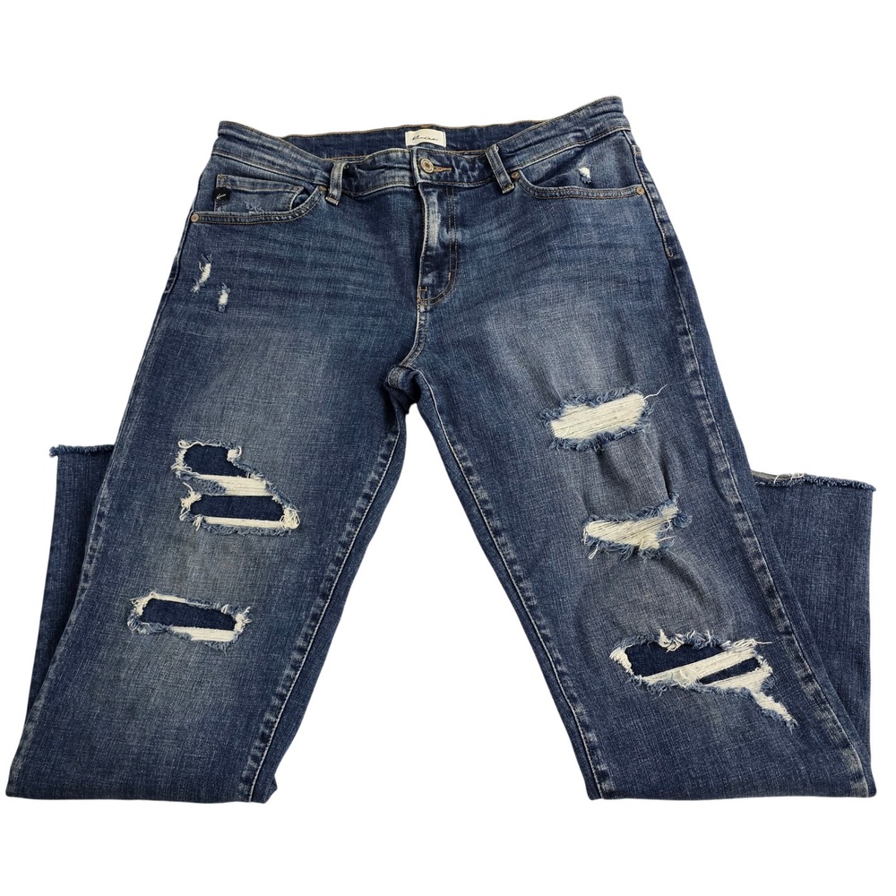 KanCan Distressed‎ Jeans Size 11/29 Raw Hem Frayed Ankle Blue Denim Womens